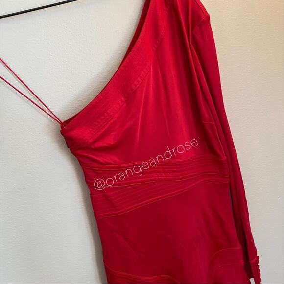 NWT ALEXIS Red Berry One Shoulder Sleeve Asymmetrical Mini Dress Cute Cocktail S - Picture 9 of 9